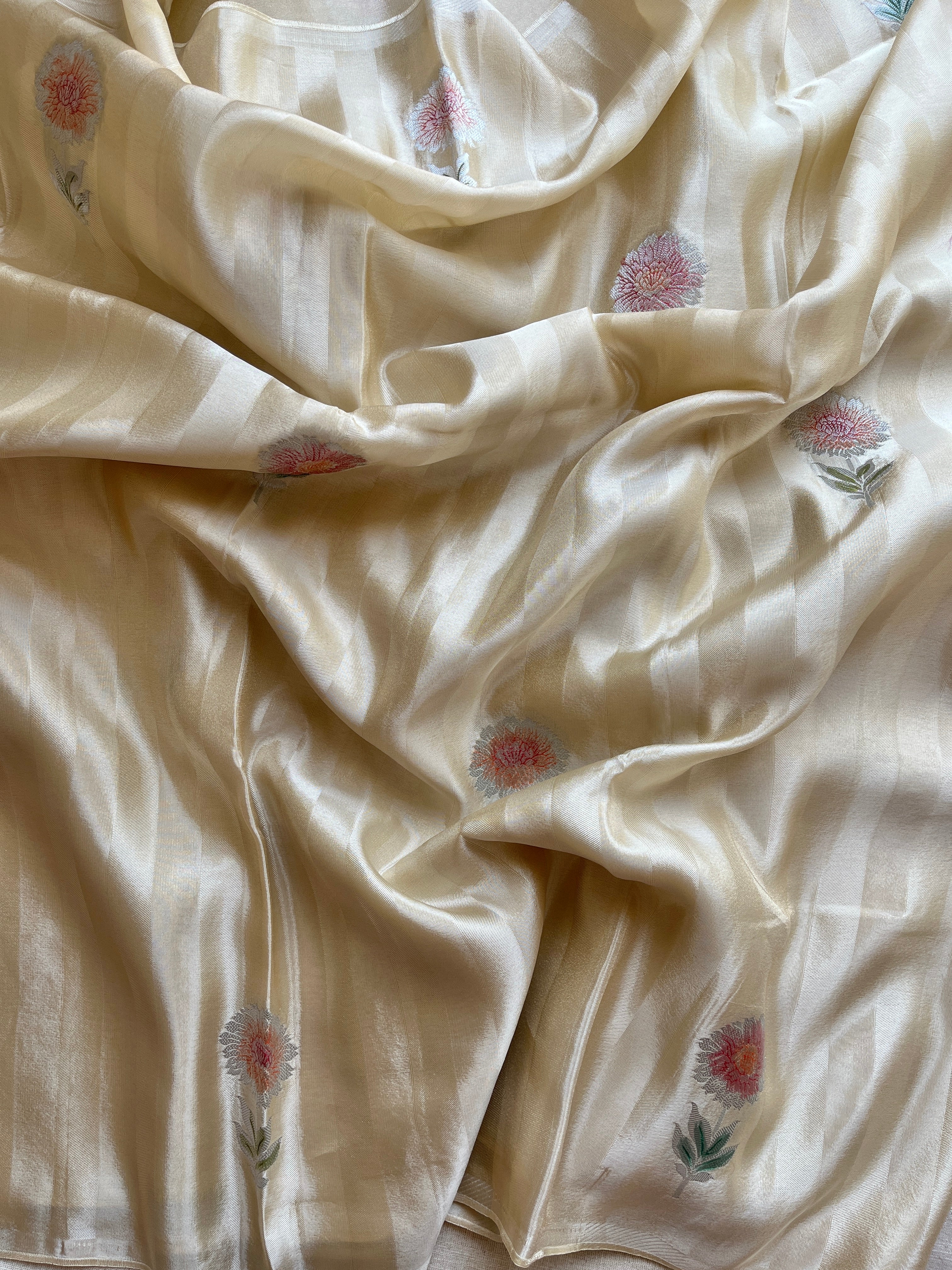 Cream Viscose Tissue Saree